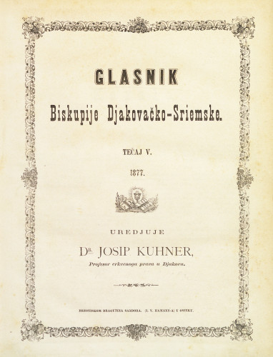 God. 5(1877) / uredjuje dr. Josip Kuhner