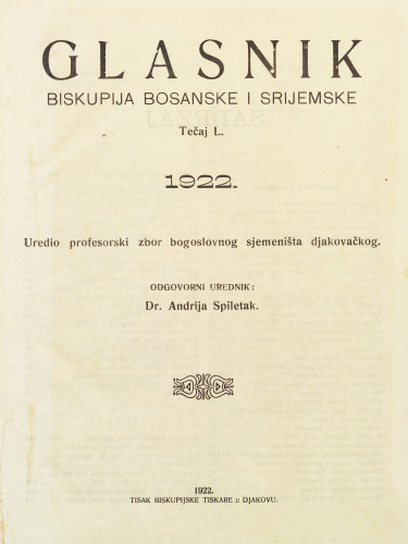 God. 50(1922) / odgovorni urednik dr. Andrija Spiletak