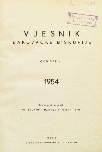 God. 7(1954) / glavni i odgovorni urednik dr. Zvonimir Marković