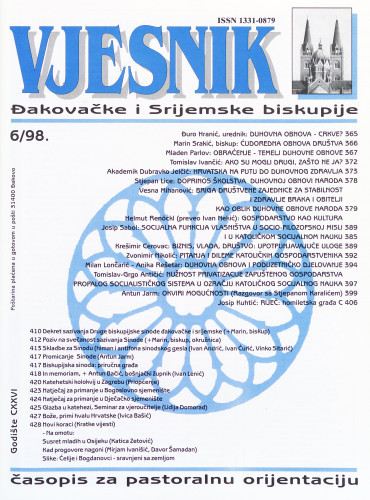 God. 126(1998), 6 / glavni i odgovorni urednik Đuro Hranić