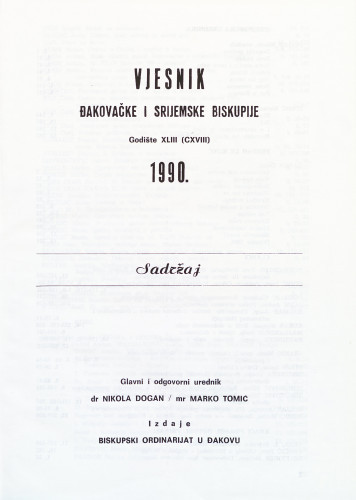 God. 43=118(1990) / glavni i odgovorni urednik dr. Nikola Dogan; mr. Marko Tomić